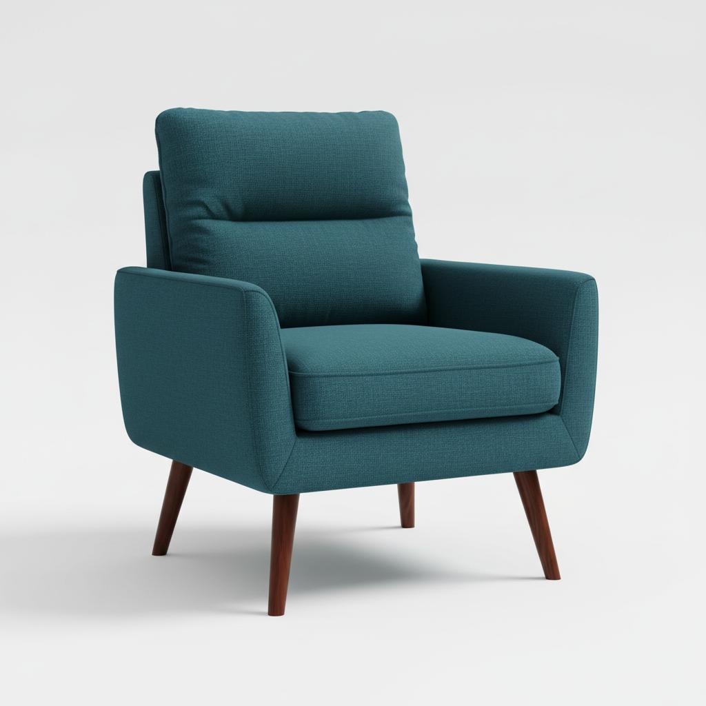 Upholstered Accent Chair with Wood Legs